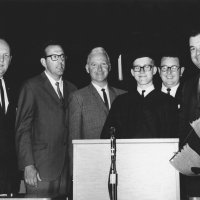 1964-65 - Scholarship Award (?): L to R: Walter Jebe, Ray Squeri, guest, recipient, Ron Faina, and Art Blum.