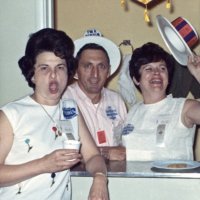 May 1966 - District 4C-4 Convention, Hoberg’s Resort, Lake County - Estelle & Charlie Bottarini, and Pat Ferrera enjoying the hostility room.