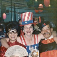 May 1967 - District 4C-4 Convention, Hoberg’s Resort, Lake County - Estelle Bottarini giving a hug to members of another Lions club.