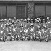 May 1967 - District 4C-4 Convention, Hoberg’s Resort, Lake County - The whole gang: back row from left: Jack & Evelyn Parodi, Al Kleinbach, Marjorie & Pat Martin, Esther Shortz, Maryann Blum, Estelle Bottarini, Linnie Faina, Pat Ferrera, Eva Bello, wife, wife (hiding), Sam Shortz, Pauline Woodall, Emma & Joe Giuffre, and wife. Kneeling from left: Fred Melchoiri, Frank Ferrera, Art Blum, Charlie Bottarini, Ron Faina, Pete Bello, Bob Woodall, and member.