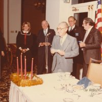 6/17/1967 - Installation of Officers, South San Francisco Elks Club - From left: guest, guest, guest, Bill Tonelli, Stephen Kish, and Ron Faina.