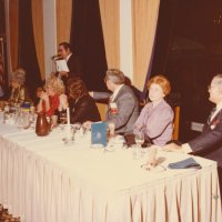 6/17/1967 - Installation of Officers, South San Francisco Elks Club - From far end of table: Bill and Irene Tonelli, Joe (partly hidden) & Emma Giuffre, Ron (standing) and Linnie Faina, Wife and Fred Ulrich, and wife and guest.