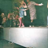 May 1968 - District 4C-4 Convention, Hoberg’s Resort, Lake County - Tail Twister Contest - Lion members take a bow at the end of the skit. L to R: Charlie Bottarini, member, Ron Faina, Frank Ferrera, Bill Tonelli, and member.