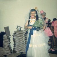 May 1968 - District 4C-4 Convention, Hoberg’s Resort, Lake County - Tail Twister Contest - Al Kleinbach dressed in his finery; Emma Giuffre is behind him.