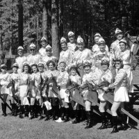 May 1969 - District 4-C4 Convention @ Hoberg's Resort - Costume Parade Pose - Front row: Pauline Woodall, Maryann Blum, Eva Bello, Emily Farrah, Emma Giuffre, Margerie Martin, Linnie Faina, Harriet Kleinbach, Irene Tonelli, Pat Ferrera, and Penny Shortz. Middle row: Lions Bob Woodall, Ron Faina, Joe Farrah, Art Blum, Pat Martin, Frank Ferrera, and Sam Shortz. Back row: Lions Bill Tonelli, Joe Giuffre, Al Kleinbach, and Pete Bello.