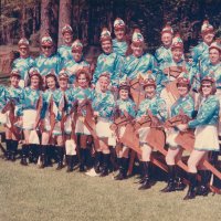 May 1969 - District 4-C4 Convention @ Hoberg's Resort - Costume Parade Pose - Front row: Pauline Woodall, Maryann Blum, Eva Bello, Emily Farrah, Emma Giuffre, Margerie Martin, Linnie Faina, Harriet Kleinbach, Irene Tonelli, Pat Ferrera, and Penny Shortz. Middle row: Bob Woodall, Ron Faina, Joe Farrah, Art Blum, Pat Martin, Frank Ferrera, and Sam Shortz. Back row: Bill Tonelli, Joe Giuffre, Al Kleinbach, and Pete Bello.