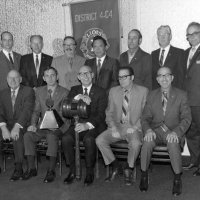 July 1970 to June 71 - Charlie Bottarini’s year as Trustee for the Lions Eye Foundation - Charlie Bottarini, seated, second from left, pictured with other members of the Board of the Lions Eye Foundation, including George Habeeb, seated last on right.