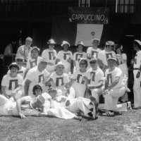 May 1976 - District 4-C4 Convention, El Rancho Tropicana, Santa Rosa - L to R: back row: Ted Zagorewicz, Pat Ferrera, Elena Smith, Lorraine Castagnetto, San San Filippo, Mike & Frances Spediacci, Mike Castagnetto; kneeling just in front of Ted: member, wife; kneeling row: Estelle Bottarini, Joe & Emma Giuffre, Eva & Pete Bello, Frank Ferrera; laying: Bob & Pauline Woodall, and Charlie Bottarini.