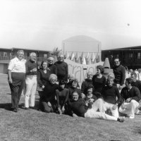 May 1976 - District 4-C4 Convention, El Rancho Tropicana, Santa Rosa - L to R: standing left: Joe Giuffre, Bob Woodall, Grace San Filippo, Al Kleinbach, and Sam San Filippo; standing right: Ron Faina; kneeling: Emma Giuffre, Pauline Woodall, Al Gentile behind Pat Ferrera, Pete & Eva Bello behind Estelle Bottarini, Linnie Faina behind Charlie Bottarini, Mike Castagnetto behind Mike Spediacci; laying: Frank Ferrera.