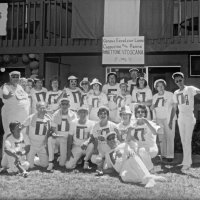 May 1976 - District 4-C4 Convention, El Rancho Tropicana, Santa Rosa - L to R: standing: Joe Giuffre, member, Emily & Joe Farrah, Irene Tonelli, Mike Spediacci, Emma Giuffre, Frances Spediacci, Bob & Ann Pacheco, Handford & Margot Clews, Grace San Filippo, and Mike Castagnetto; kneeling: Elena Smith, Bill Tonelli, Sam San Filippo, Charlie & Estelle Bottarini, Lorraine Castagnetto, Eva Bello; laying: Pete Bello.