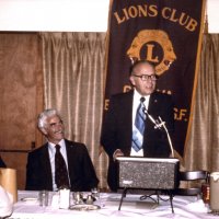 11/5/75 - District Governor Lee Shore’s Official Visitation, Granada Cafe, San Francisco - L to R: Aldo Lazarini, DDG; Al Gentile, Lee Shore, DG; and Joe Farrah. DG Lee Shore giving the rundown on the District.