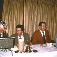 11/5/75 - District Governor Lee Shore’s Official Visitation, Granada Cafe, San Francisco - L to R: Al Gentile, Joe Farrah, and Ron Faina, ZC.