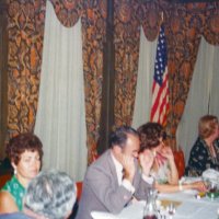 6/21/75 - Installation of Officers, Presidio Golf Club, San Francisco - L to R: Joe (back of head) & Emma Giuffre, Marcy & Charles Stuhr, Marjorie Martin, and Elva Buoncristiani.