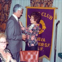 6/21/75 - Installation of Officers, Presidio Golf Club, San Francisco - L to R: seated: Elva Buoncristiani; standing: Al Gentile, Incoming President, and guest.