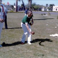May, 2-5, 1979 - District 4-C4 Convention, El Rancho Tropicana, Santa Rosa - Convention photos - Handford Clews and Charlie Bottarini playing bocci ball.