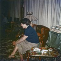 2/27/79 - District Convention Prep Meeting, Frank Ferrera’s residence, San Bruno - Emily Farrah, back in the shadows, with Claire Holl.
