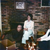 2/27/79 - District Convention Prep Meeting, Frank Ferrera’s residence, San Bruno - Pete & Eva Bello, with Emma Giuffre peeking in on right.