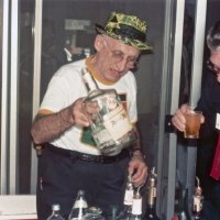 May, 2-5, 1979 - District 4-C4 Convention, El Rancho Tropicana, Santa Rosa - Convention photos - Al Kleinbach, a charter member, making a drink for Art Holl. Looks like he gave Art all the Ancient Age.