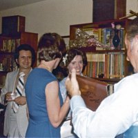 6/17/78 - Pre-Installation Party, Ferrera residence, San Bruno - L to R: Guest (partial), George Essaff Emily Farrah’s brother), guest (back to camera), Frances Spediacci, and Frank Ferrera.