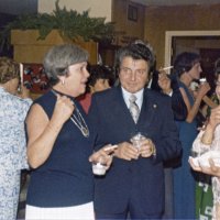 6/17/78 - Pre-Installation Party, Ferrera residence, San Bruno - L to R: Grace San Filippo (back to camera), Pat Ferrera, Pauline Woodall, Joe Farrah, guest, and Emily Farrah.