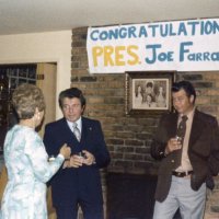 6/17/78 - Pre-Installation Party, Ferrera residence, San Bruno - L to R: Irene Tonelli (back to camera), Joe Farrah, guest, and Lorraine Castagnetto (partial, in corner).