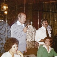 9/15/78 - Regular Meeting, L & L Castle Lanes, San Francisco - L to R: Bobbie Damonte and Sandy Masonek of Wholesale Furs, those standing are unknown. Sandy Masonek, fur wholesoller, gave us short interesting talk on furs. Lionettes: Marylin Harrison, Jeanotto Sfarzo, Bobbie Damonte, and Margot Clews demonstrated the furs. Lion Angelo Sfarzo played background music during the show.