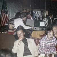 10/18/78 - Father & Son Night, L & L Castle Lanes, San Francisco - Background: Three sons helping Ed Damonte, on their right; Bob Pacheco (back to camera, brown sweater) with son Chris to his front right; L to R: Mike Castagnetto (cream suit), Frank, Jr. & Frank Bulleri, Sr.