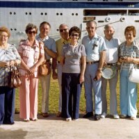 1978-79 - Members traveling together: L to R: Grace San Filippo, Pat & Frank Ferrera, Pete & Eva Bello, Sam San Filippo, guest, Irene Tonelli, and guest.