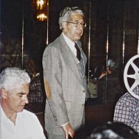 2/14/79 - Past District Governors Night & New Member Induction, L & L Castle Lanes, San Francisco - L to R: Al Genrile and PDG Fred Newman. PDG Fred Newman, from the Marina Lioons, talking about his year as District Governor in 1969-70.