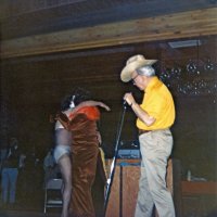 May 28-June 1, 1980 - District 4-C4 District Convention, El Rancho Tropicana, Santa Rose - Tail Twister Skit - Giulio Francesconi hugging escaped Lion, with Pat Martin as announcer.