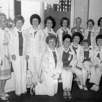 May 28-June 1, 1980 - District 4-C4 District Convention, El Rancho Tropicana, Santa Rose - L to R, standing: Emma Giuffre, Ann Pacheco, Lorraine Castagnetto, Eva Bello, Emily Farrah, Blanche Fregosi, Grace San Filippo, and Margot Clews; kneeling: Irene Tonelli, Claire Holl, Estelle Bottaini, Harriet Kleinbach, and Frances Spediacci.