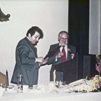 6/9/79 - Installation of Officers, Presidio Officers’ Club, San Francisco - L to R: Joe Farrah, Ted & Sophie Zagorewicz, and Emma & Joe Giuffre. Joe Farrah received his Past President’s plaque from Ted Zagorewicz, newly installed President.