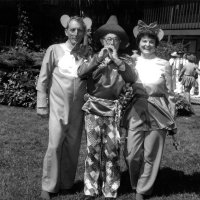 May 1981 - District 4-C4 Convention, El Rancho Tropicana, Santa Rosa - Costume Parade - L to R: Charlie Bottarini, Bill Tonelli, and Estelle Bottarini.