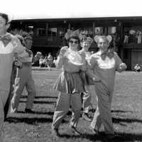 May 1981 - District 4-C4 Convention, El Rancho Tropicana, Santa Rosa - Costume Parade - L to R: Handford Clews, Mike Castagnetto, Estelle Bottarini, Spohie Zagorewicz, and Charlie Bottarini.