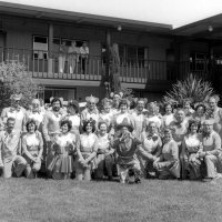 May 1981 - District 4-C4 Convention, El Rancho Tropicana, Santa Rosa - Costume Parade - L to R, standing: Art Holl, Ted Zagorewicz, Mike & Frances Spediacci, Sam & Grace San Filippo, Handford Clews, Estelle Bottarini, Ron & Linnie Faina, Emily Farrah, Frank Ferrera, Joe Farrah, Donna O’Neil, and Giulio Francesconi; kneeling: Mike & Lorraine Castagnetto, Claire Holl, Margot Clews, Irene & Bill Tonelli, Charlie Bottarini, Pat Ferrera, and Eva & Pete Bello.