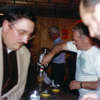 1/13/83 - Men Only Barbecue, Pacific Rod & Gun Club, San Francisco - L to R: Handford Clews, Al Gentile, Ed Morey, and Dick Johnson.