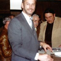 1/13/83 - Men Only Barbecue, Pacific Rod & Gun Club, San Francisco - L to R: Bob Dobbins (partial), Dick Johnson, Sam San Filippo, and Handford Clews.