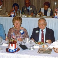 7/31/82 - Cabinet Installation, Amfac Hotel, Burlingame - Head table: L to R: Ray & Marsha Kliewer, and Don & Carol Stanaway. Subhead table: centered: Sophie and Ted Zagorewicz.