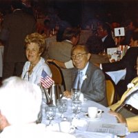 7/31/82 - Cabinet Installation, Amfac Hotel, Burlingame - centered: Irene and Bill Tonelli.