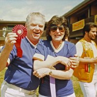 5/4-7/83 - District 4-C4 Convention, El Rancho Tropicana, Santa Rosa - Ed Morey giving Margot Clews a hug.