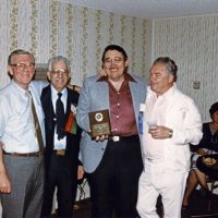 5/4-7/83 - District 4-C4 Convention, El Rancho Tropicana, Santa Rosa - L to R: Art Holl, Sam San Filippo, Handford Clews, Ed Morey, and Claire Holl.