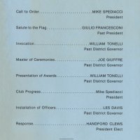 7/25/82 - 32nd Installation of Officers, Olympic Golf & Country Club, San Francisco - Installation program; inside right.