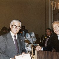 7/25/82 - 32nd Installation of Officers, Olympic Golf & Country Club, San Francisco - Ozzie Buoncristiani, Handford Clews (background), and PDG Bill Tonelli. In background: far left: Mike Castagnetto, and John Madden, just to right of Ozzie.