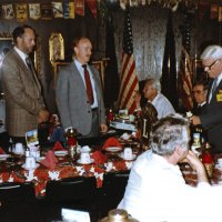 5/11/83 - New Member Induction, L & L Castle Lanes, San Francisco - Jim Kerr - L to R: Dick Johnson, Jim Kerr, Frank Zumwalt, unknown, and PDG Earle Call.