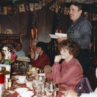 10/20/82 - Ladies’ Night, L & L Castle Lanes, San Francisco - L to R: Lyle Workman, Dr. Jerry Ennis, Frank Zumwalt, Margot & Handford Clews (standing), Donna O’Neill, later Francesconi, and Giulio Francesconi.