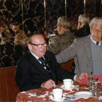 3/16/83 - Past District Governors’ Night, L & L Castle Lanes, San Francisco - L to R: PDG Leonard Bacci (1956-57) and PDG Fred Newman (1969-70).