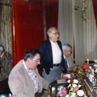 3/16/83 - Past District Governors’ Night, L & L Castle Lanes, San Francisco - L to R: PDG Maury Perstein (1952-53), Handford Clews, PDG Bill Tonelli (1980-81), PDG Joe Giuffre (1963-64), and Les Doran.