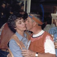 5/9/84 - District 4-C4 Convention, El Rancho Tropicana, Santa Rosa - Wednesday evening’s Western Barbecue - L to R: Jean Doran, Eva Bello, Charlie Bottarini, and Sam San Filippo.