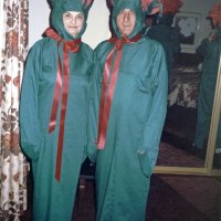 5/11/85 - District 4-C4 Convention, El Rancho Tropicana, Santa Rosa - Costume Parade - Estelle & Charlie Bottarini posing in their room before the parade.