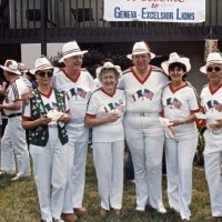 5/11/85 - District 4-C4 Convention, El Rancho Tropicana, Santa Rosa - L to R: Frank Ferrera (not facing camera), Estelle Bottarini, Howard & Dorothy Pearson, Handford & Margot Clews, and Les Doran.